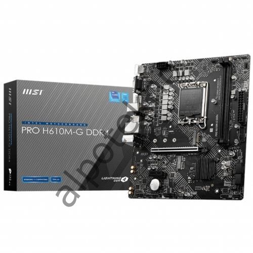 MSI PRO H610M-G DDR4 SOKET 1700 3200(OC) PCI-E Ge4 M.2 1x/USB3.2/1GLAN mATX