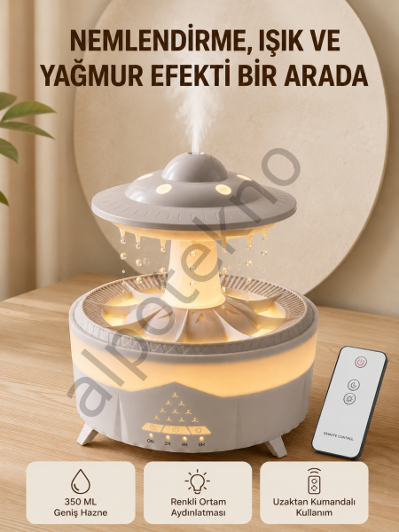 UFO Yağmur Efektli Hava Nemlendirici 350 ML RGB Işıklı Uzaktan Kumandalı