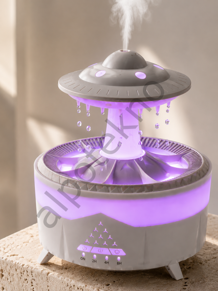 350 ML UFO Tasarımlı Ultrasonik Hava Nemlendirici Yağmur Efektli Gece Lambası