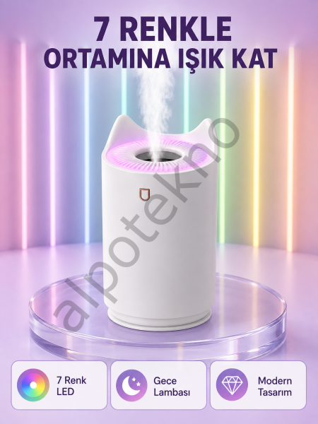 Oda Nemlendirici LED Işıklı Ultrasonik Buhar Makinesi Aroma Difüzör