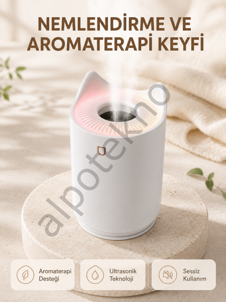 Aroma Difüzör Hava Nemlendirici Sessiz Çalışma LED Gece Lambası