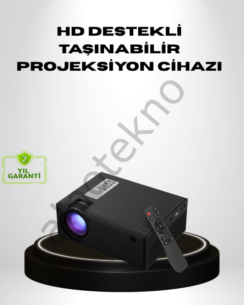 1080p Full HD Taşınabilir Projeksiyon Cihazı LED Işıklı Uzaktan Kumandalı
