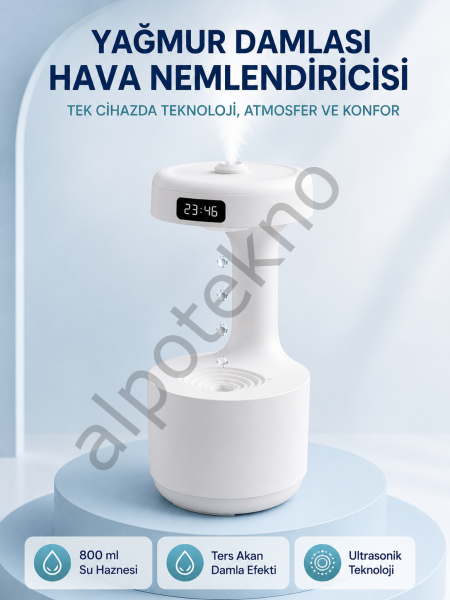 Anti Yerçekimi Su Damlası Hava Nemlendirici 800 ml Ultrasonik Aroma Difüzör