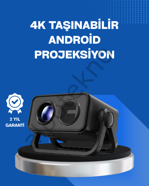 Android TV 11 İşletim Sistemli Elektrikli Odaklama Projektör