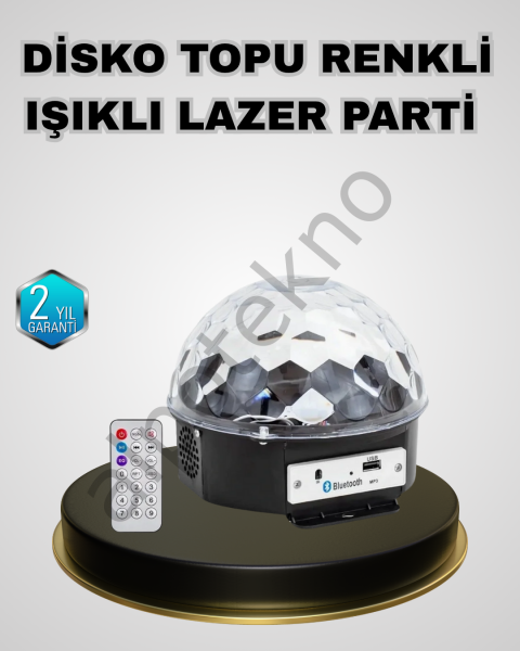 Bluetooth Hoparlörlü LED Disko Işığı Müzik Ritim Duyarlı ve Taşınabilir