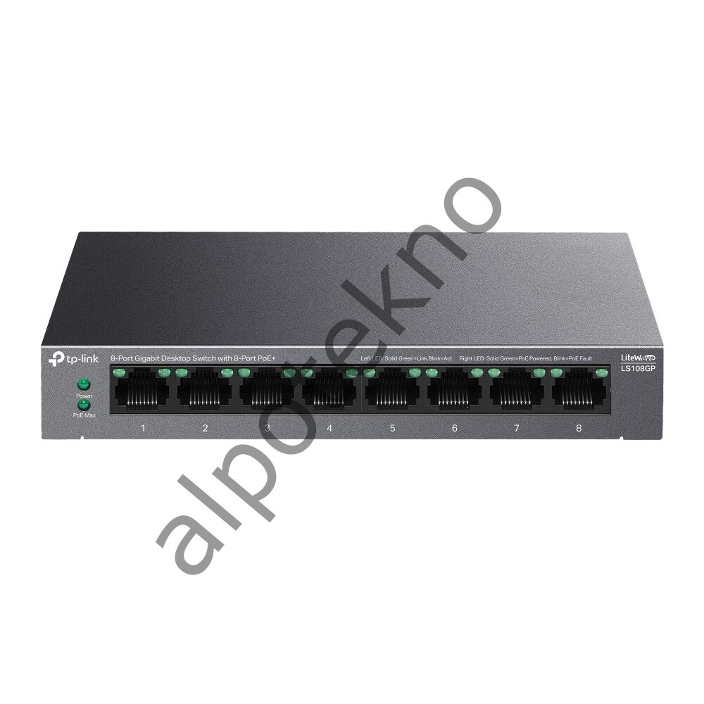 TP-Link LS108GP 8 Port 10/100/1000 PoE 62W Yönetilemez Switch