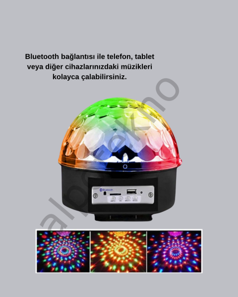 LED Disko Küresi Bluetooth Hoparlörlü Ritimle Senkronize Döner Işıklı
