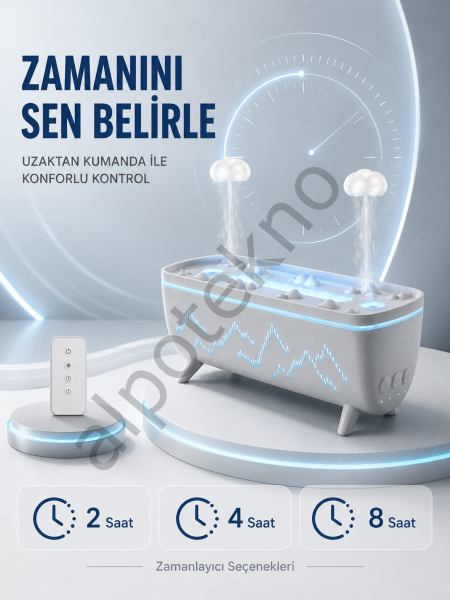 Uzaktan Kumandalı Aroma Difüzörü Sessiz Hava Nemlendirici Alev Efektli 2 4 8 Saat Zamanlayıcılı