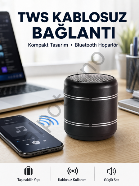 Taşınabilir Silindir Tasarım Bluetooth 5.0 Hoparlör Yüksek Bas Performanslı Yeni Nesil