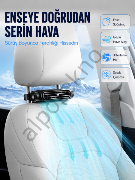 Araç İçi Boyun Serinletme Fanı USB-C Şarjlı Güçlü Hava Akışlı Soğutucu