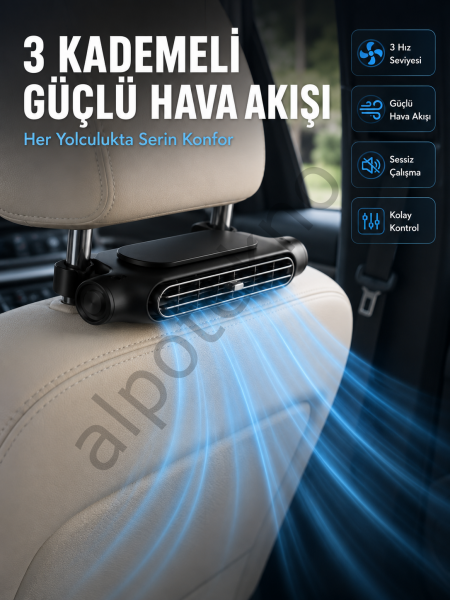 Taşınabilir Araç Koltuk Fanı Sessiz Çalışan USB Şarjlı Boyun Soğutucu