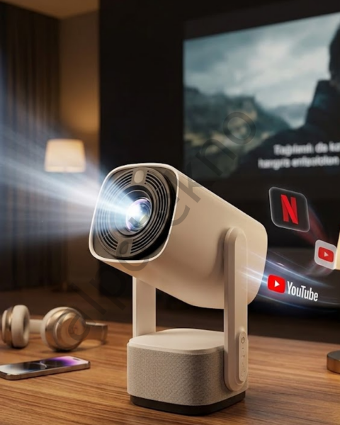 Akıllı Projeksiyon Powerbankli Taşınabilir Sinema Projektörü 4k HD Kaliteli