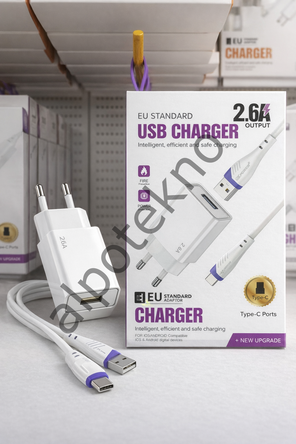 2.6A USB Sarj Adaptoru + Type-C Sarj Kablosu (EU)