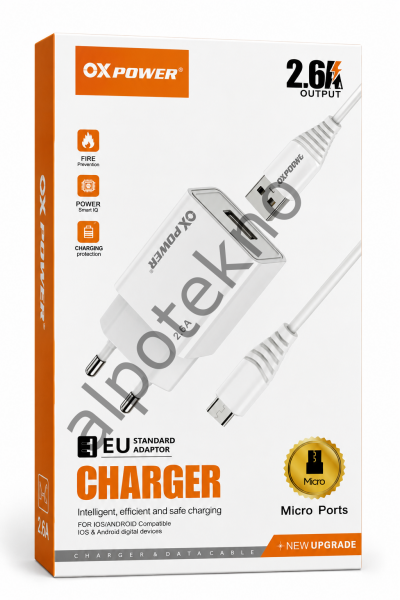 2.6A USB Sarj Adaptoru + Micro USB Sarj Kablosu (EU)