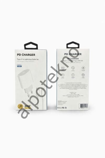 20W USB-C PD Hizli Sarj Adaptoru + Type-C to Type-C Kablo Seti