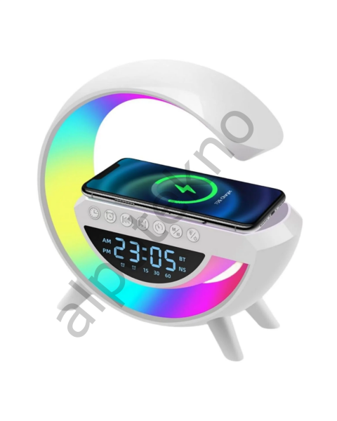 RGB Gece Lambalı Kablosuz Şarj Cihazlı Bluetooth Hoparlör Dijital Saat