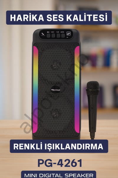 RGB Işıklı Çift Hoparlörlü Taşınabilir Bluetooth Speaker ve Mikrofon Yeni Nesil