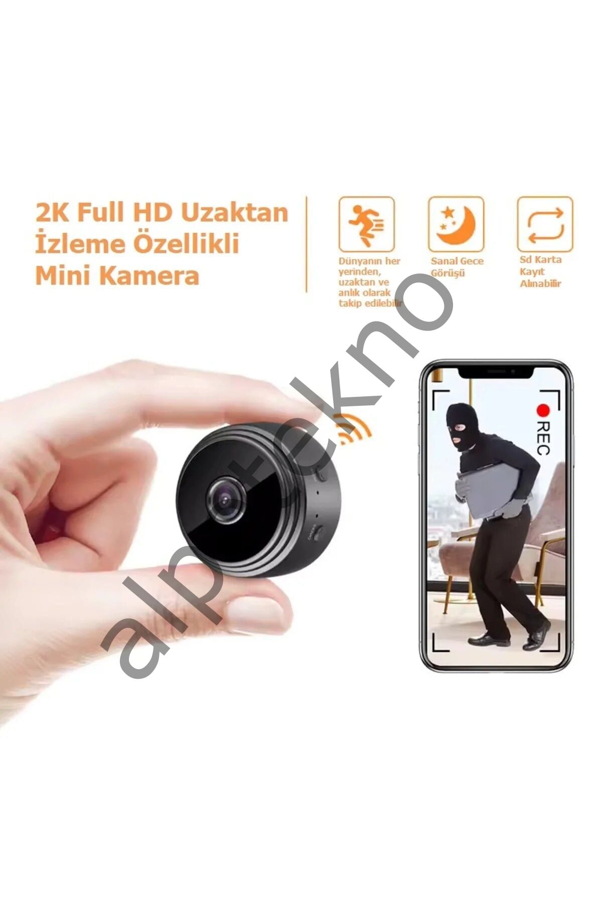 Blue Inter Mini Kamera 1080P HD WiFi (Gizli, Miknatisli)