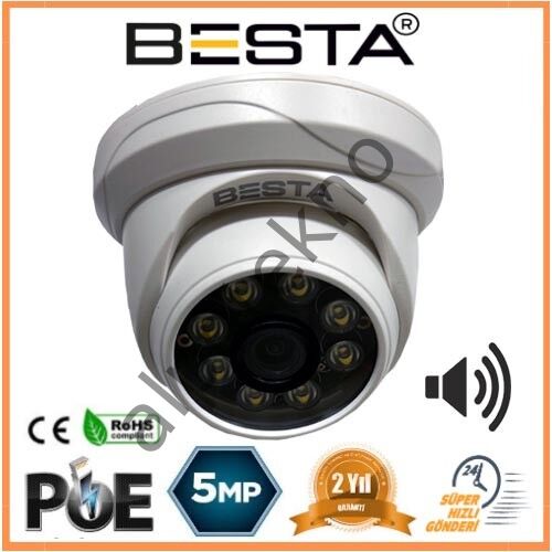 5 MP IP POE Dahili Mikrofonlu Dome Güvenlik Kamerası KD-5250