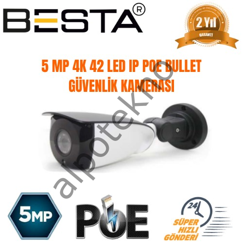 4K 5 MP 1440P 42 IR LED IP POE BULLET GÜVENLİK KAMERASI KD-1436
