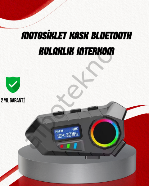 Suya Dayanıklı Bluetooth  İnterkom 5.4 Hoparlör 500mAh Batarya ve FM Radyo Özellikli