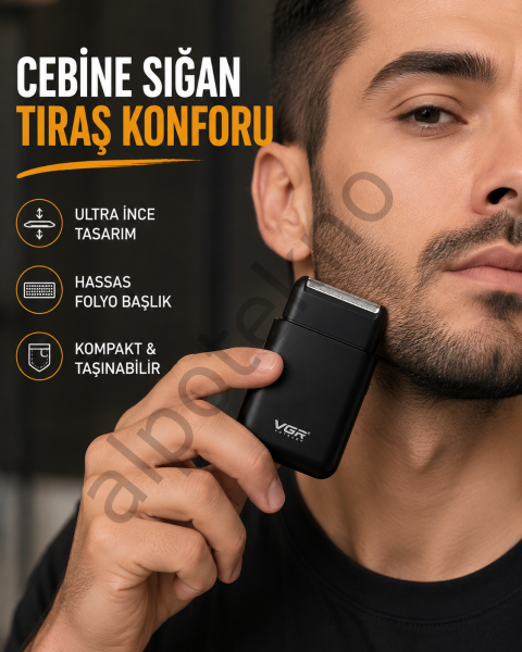Kompakt Şarjlı Tıraş Makinesi Çift Yönlü Bıçaklı 45 Dakika Kullanım Süreli