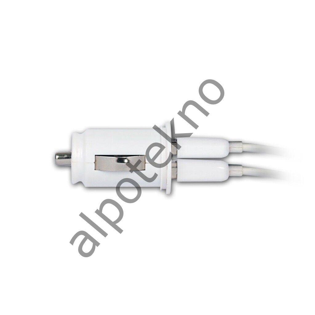 RETRO 5V 2.1A iPad, Tablet, Telefon USB Araç Şarj Adaptörü - Beyaz - Çift USB