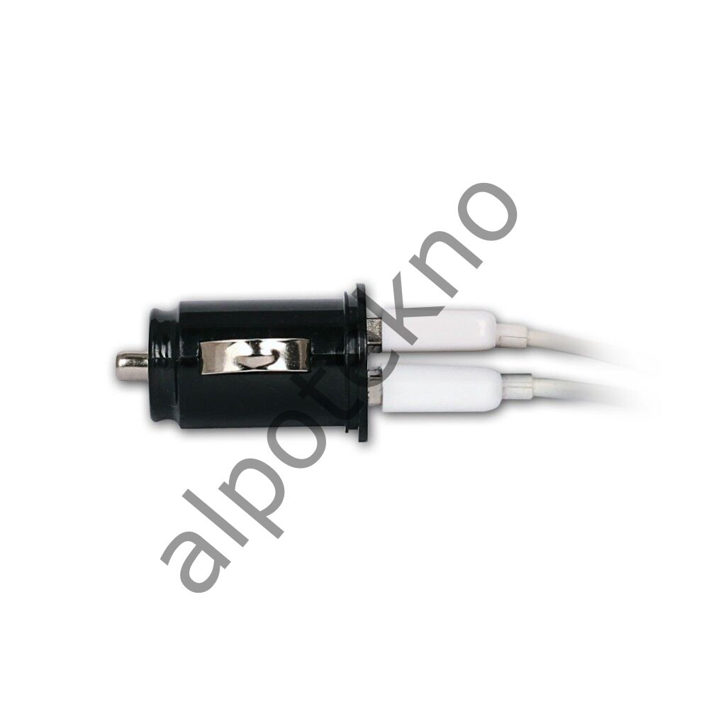 RETRO 5V 2.1A iPad, Tablet, Telefon USB Araç Şarj Adaptörü - Siyah - Çift USB