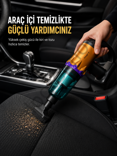 Araç İçi Temizlik İçin Şarjlı El Süpürgesi Çok Başlıklı Pratik Temizlik Cihazı