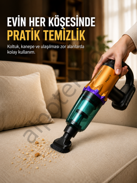 Taşınabilir Kablosuz El Süpürgesi Araç ve Ev Temizliğine Uygun