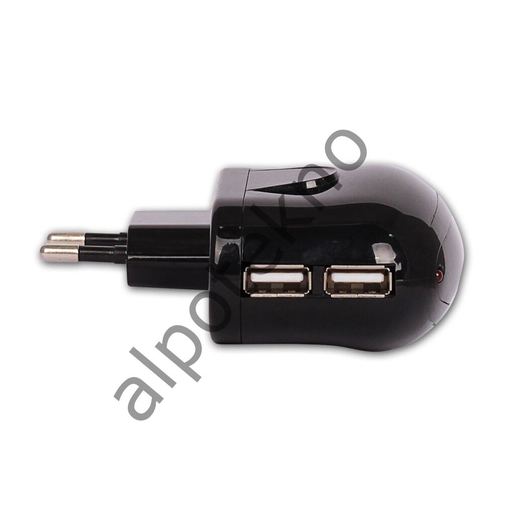 Sylar RETRO 5V 2.1A iPad, Tablet, Telefon USB Şarj Adaptörü - Siyah - Çift USB