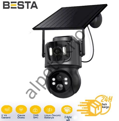 3 MP + 3MP CİFT KAMERALI WİFİ SOLAR KABLOSUZ GÜVENLİK KAMERASI BS-2091