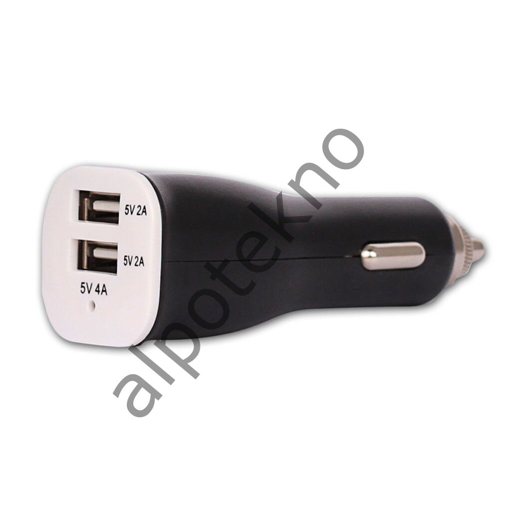 RETRO 5V 4A iPad, Tablet, Telefon USB Araç Şarj Adaptörü - Siyah - Çift USB
