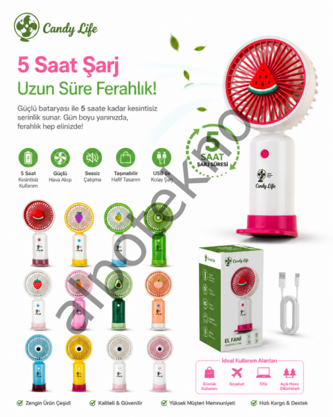 Candy Life El Fanı (Handheld Fan) – Meyve Serisi