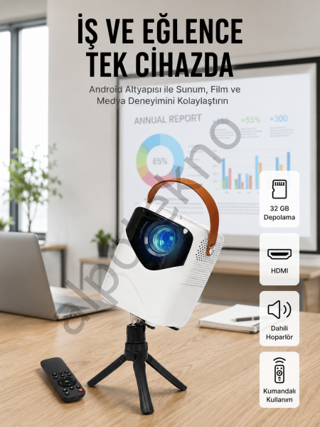Projeksiyon Ev Sineması Bluetooth 4k HD Kaliteli Görüntü Kumandalı