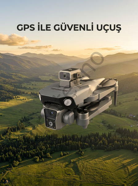 Ekranlı Kumandalı GPS Drone Çift Kameralı Katlanabilir Hava Aracı