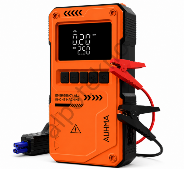 AUHMA 4'ü 1 Arada Akü Takviye Cihazı 10000mAh 1000A 150 PSI Hava Kompresörü Powerbank ve LED Fener