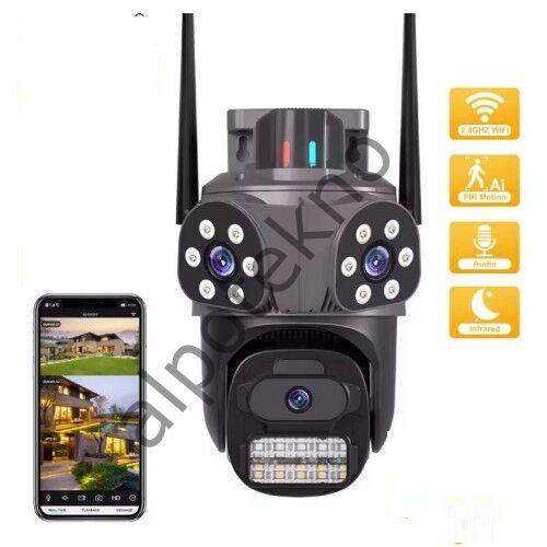 Dış Mekan Üç Kameralı Gece Görüşlü Full Hd Ip Akıllı Güvenlik Kamerası PTZ GÜVENLİK KAMERASI BB-1735