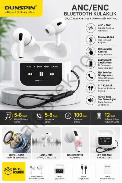 DUNSPIN ANC ENC Bluetooth Kulaklık