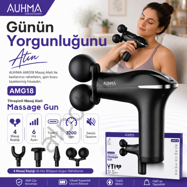 AUHMA AMG18 şarjlı masaj aleti ile evde omuz masajı
