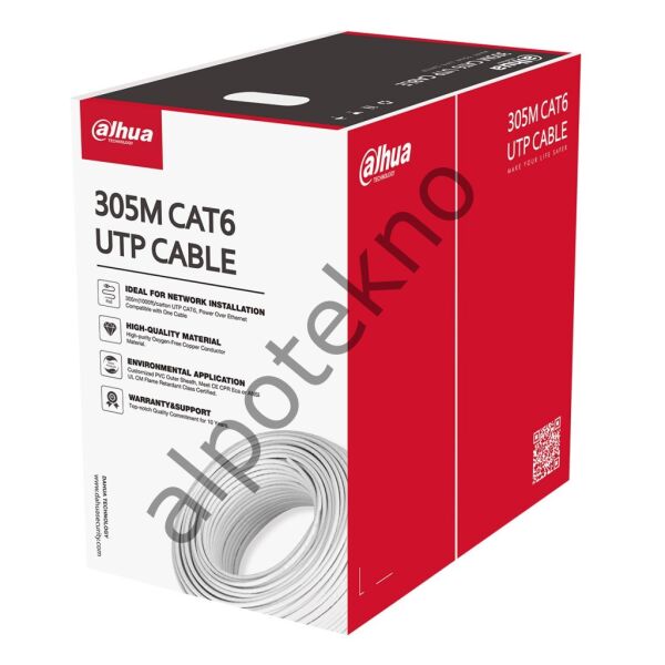 Dahua PFM920I-6UN-C 305m Cat6 UTP 0.53 OFC+PVC+Flame Retard Kablo