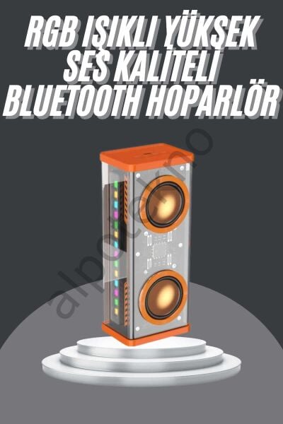 Bluetooth Hoparlör Şeffaf Mecha RGB Işıklı Çift Hoparlör 5.0 Bluetooth