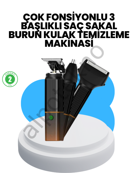 3’ü 1 Arada Erkek Bakım Makinesi – Paslanmaz Çelik Başlıklı Şarjlı Tıraş Seti