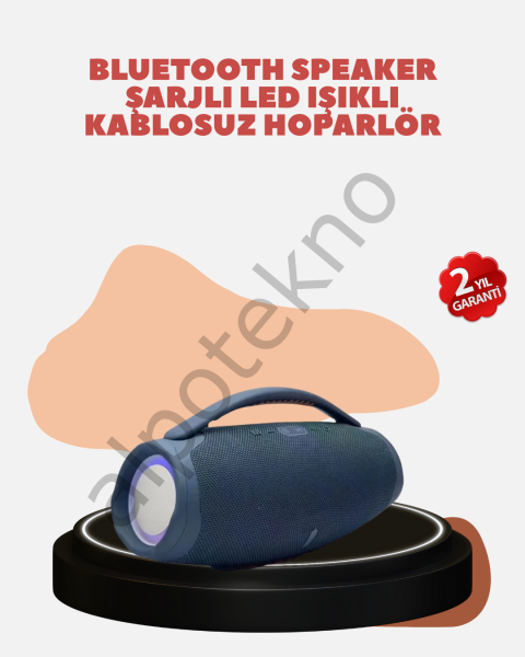 Renkli LED Efektli Suya Dayanıklı Taşınabilir Kablosuz Hoparlör