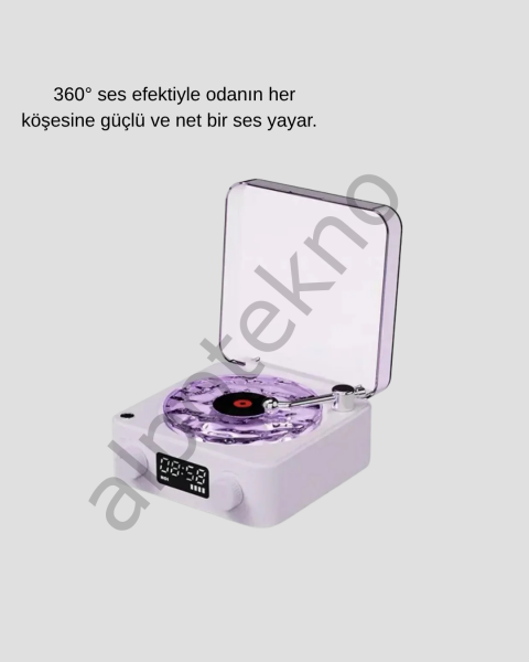 Projektör Işıklı Retro Hoparlör Bluetooth AUX USB Hafıza Kartlı 360° Sesli Şarjlı