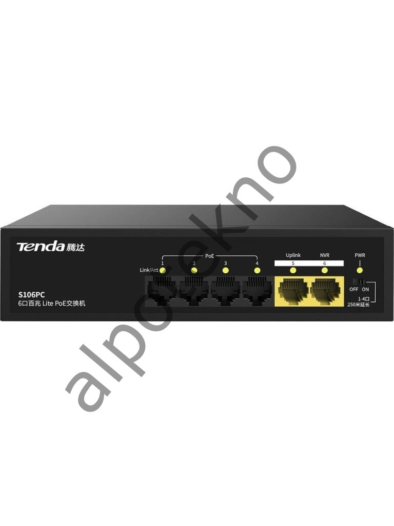 Tenda S106PC 55W 10/100Mbps 4 Port Poe 2 Uplink Switch