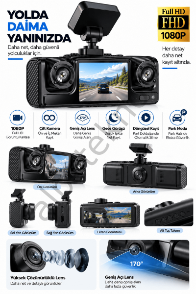 Full HD 1080P Döngüsel Kayıtlı Araç Kamerası