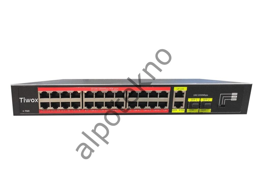 Tiwox TP-G2422SFP-POE300W 24 Port Gigabit +2XGB RJ45/2XSFP + Uplink POE Rack
