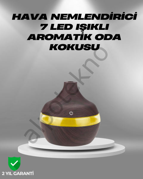 Aromaterapi Uyumlu 300 ml LED Işıklı Oda Kokusu Difüzörü