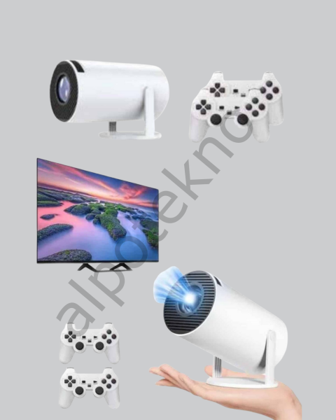 Taşınabilir Projeksiyon Cihazı 4K Destekli Wi-Fi Kablosuz Ekran Yansıtma
